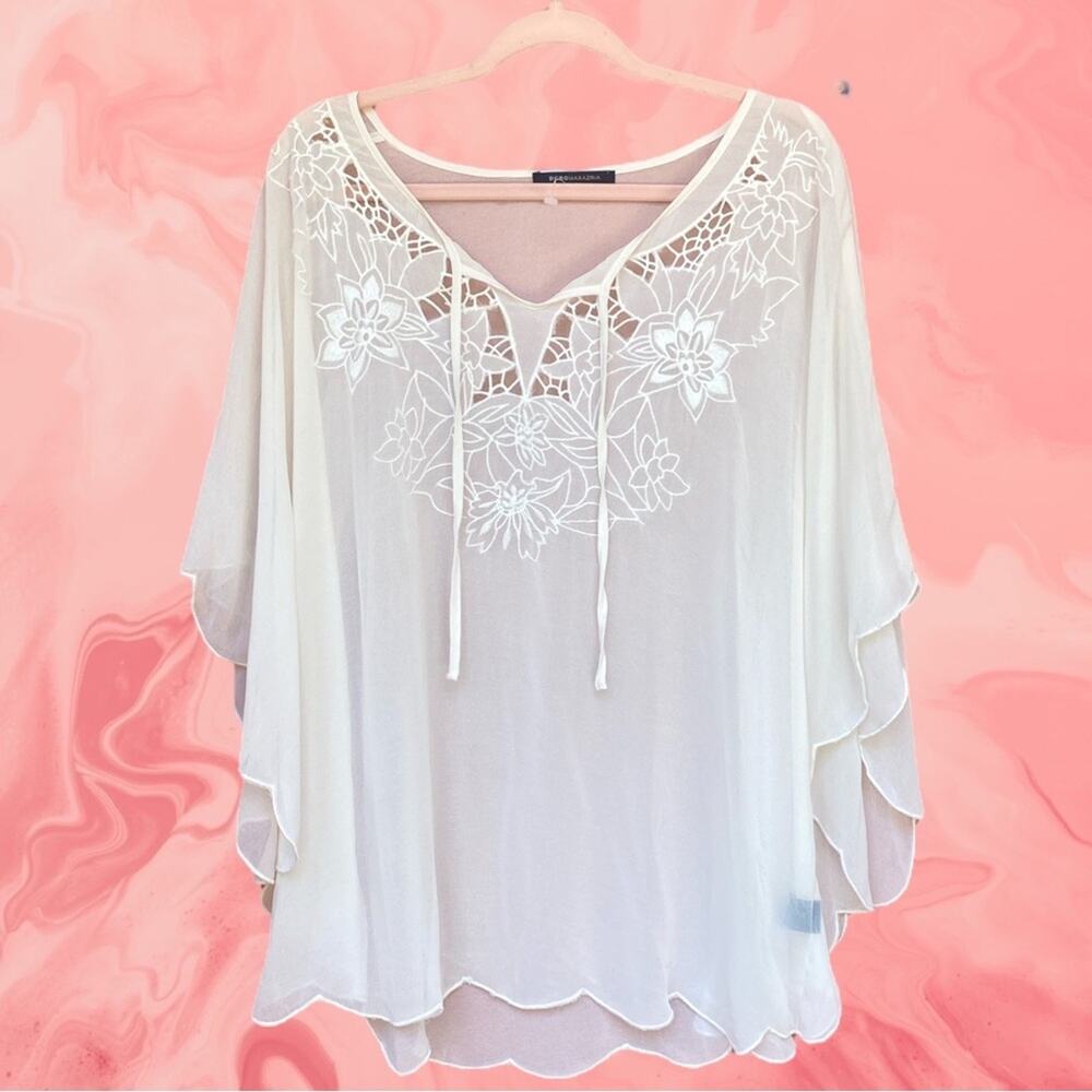 BCBGeneration sheer boho too with embroidery accent XL